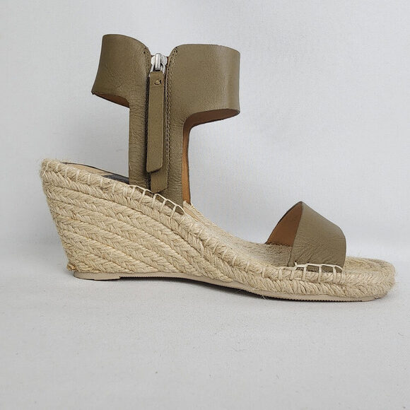 Dolce Vita Espadrille Wedges Olive Leather Sandals Size 7 - Picture 2 of 8